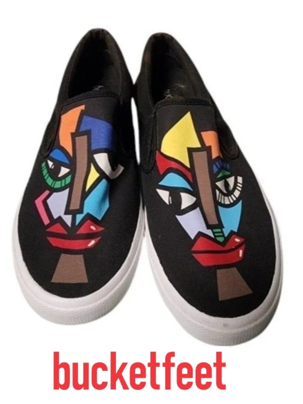 Bucketfeet 'The Duo' Slip-on Canvas Sneakers by Artist Andy Silvestri Size 7.5